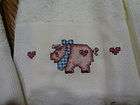 COMPLETED cross STITCH dish TOWEL Rainbow trout  
