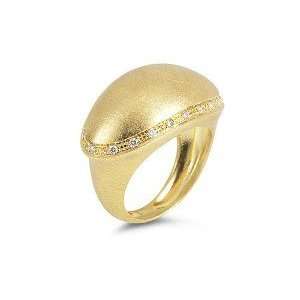 14K Hand Crafted Yellow Gold Florentine and Matte Finish Cocktail Ring 