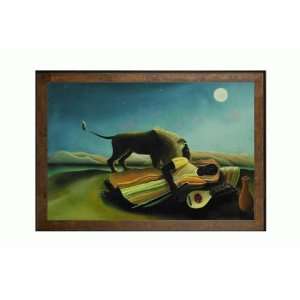 Oil Painting   The Sleeping Gypsy with Sambrosa Distressed Honey Frame 