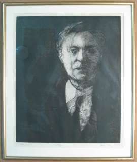 Portrait of Alban Berg Austrian Composer Original Signed Etching Print 
