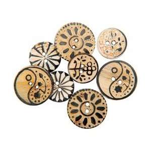  Vision Trims Handmade Bone Buttons 8/Pkg Circles Carved 