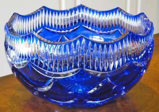   CUT TO CLEAR CRYSTAL BOWL   COBALT BLUE, MUST SEE   BEAUTIFUL   