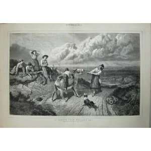   : 1879 Birket Foster Donkey Children Dog Lady Country: Home & Kitchen