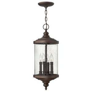   Hanging Lantern, Victorian Bronze Finish with Clear Seedy Glass: Home