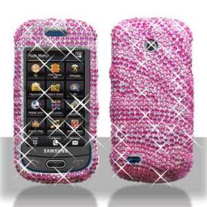 Samsung Eternity II A597 Full Diamond Bling Graphic Case   Hot Pink 