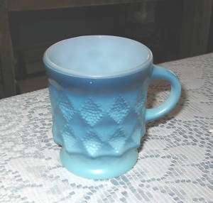 Vintage Fire King Blue ( Diamond ) Coffee Mug FREE SHIP  
