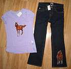 Girls HORSE Sz 6X/7 Bootcut stretch Denim Jeans & S/S Top~Purple~TCP 