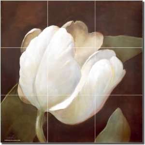White Tulip by Wilder Rich   Flower Floral Ceramic Tile Mural 18 x 18 