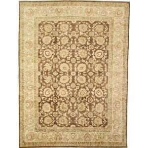  90 x 121 Brown Hand Knotted Wool Ziegler Rug