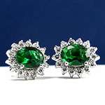 new 925 sterling silver oval cut emerald stud earrings