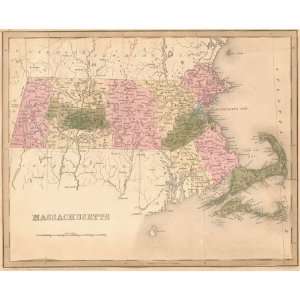    Bradford 1841 Antique Map of Massachusetts