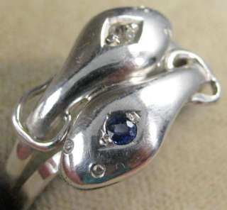 VICTORIAN SAPPHIRE & DIAMOND DOUBLE SNAKE RING  