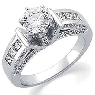 Jewelrydays 14K White Gold Princess Cut Diamond Engagement Ring 