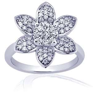 15 Ct Round Cut Flora Halo Petite Diamond Engagement Ring Pave Set 