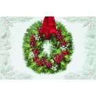   8584 Berry Wreath   Red Lined Envelope with White Lining   Red Ink