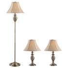   Table Lamp in Metal Frame   Finish Antique Brass with Crème Shade