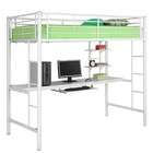 Walker Edison Twin Size Loft Bed with Workstation in White Finish