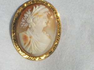 VICTORIAN 10K GOLD CAMEO BROOCH PIN JEWELRY  