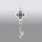 10 cttw Black & White Diamond Key Pendant in Sterling Silver