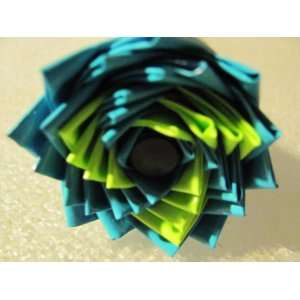 Duct Tape Flower; Aqua Teal w/ Lime Green Swirl