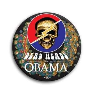  dead Heads for Obama Photo Button   2 1/4 Everything 