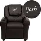 Flash Furniture Personalized Brown Vinyl Kids Recliner with Cup Holder 