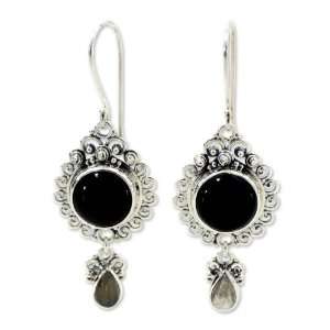    Onyx and labradorite dangle earrings, Midnight Tears Jewelry