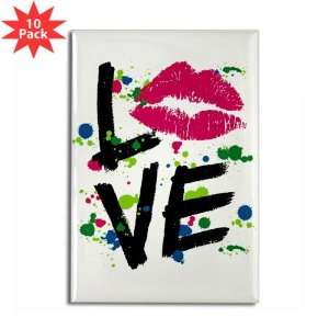  Rectangle Magnet (10 Pack) LOVE Lips   Peace Symbol 