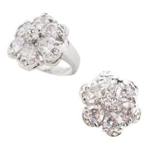 5ct Heart CZ Flower Cocktail Ring in Size 6 7 8 9 10  