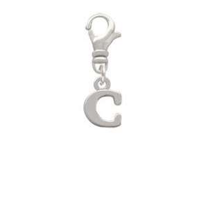  Small Silver Initial   C Silver Plated Clip on Charm 