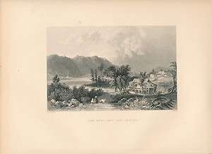Saw Mill Log Cabins 1883 Bartlett antique engraved view  