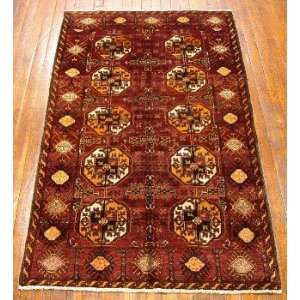  3x6 Hand Knotted Balouch Persian Rug   63x37