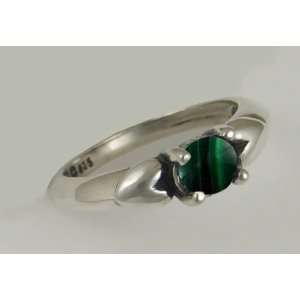   Ring with Hearts Featuring a Beautiful Malachite Gemstone Jewelry