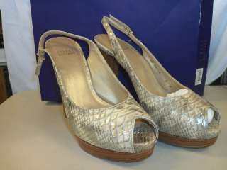   Weitzman New Womens Avalon Honey Mica Python Open Toe Heels 8 M Shoes