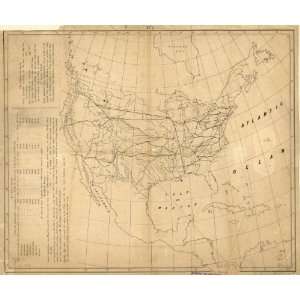  1849 Railroad map of Outline map of North America