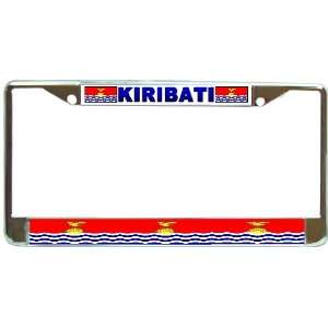   Kiribatian Flag Chrome Metal License Plate Frame Holder: Automotive