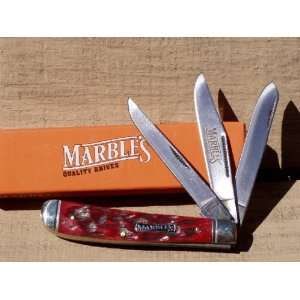  Marbles   3 Blade Red Bone Trapper Knife: Sports 