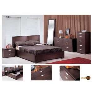  Mobital Contemporary Oak Chocolate Bedroom Set With 