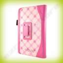   Pink Plaid Stand Case Cover Hand Strap for Nook Color / Nook Tablet