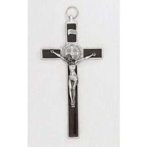 INRI Crucifix with St. Benedict Medal Enamel Brown 8  