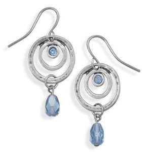  CleverSilvers Oxidized Open Circle Blue Crystal Fashion 