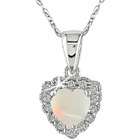  10k White Gold Opal/ Diamond Heart Necklace