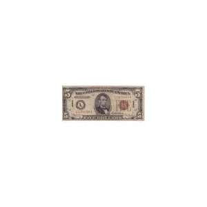  1934 Hawaii $5 Federal Reserve Note, F Toys & Games