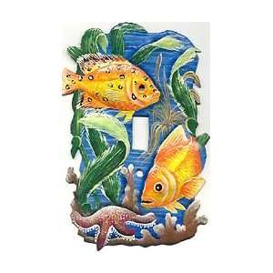   Fish Light Switchplate Cover   Single   Hand Painted Metal Fish Design