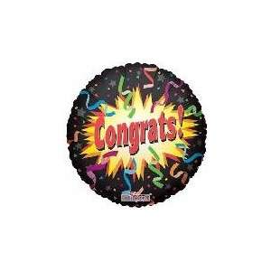  18 Congrats Starburst Black   Mylar Balloon Foil Health 