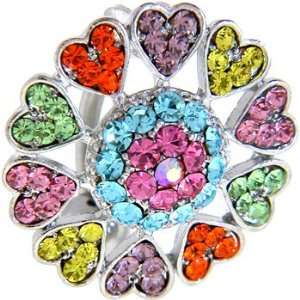  Reverse Multi Color Heart Burst Belly Ring: Jewelry