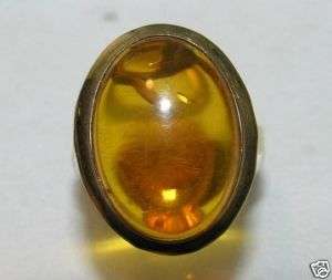14K Gold & Large Oval Amber Cabachon Ladies Ring NEW  
