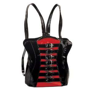  HB 030 1 CORSET BLK/RED BUCKLE BACKPACK 