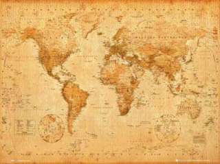 World Map   Latest Edition in Old Antique Style (latest countries 