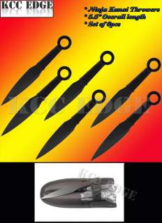Set of 6pcs Black NINJA KUNAI Throwing Knife Set w/ Sheath 